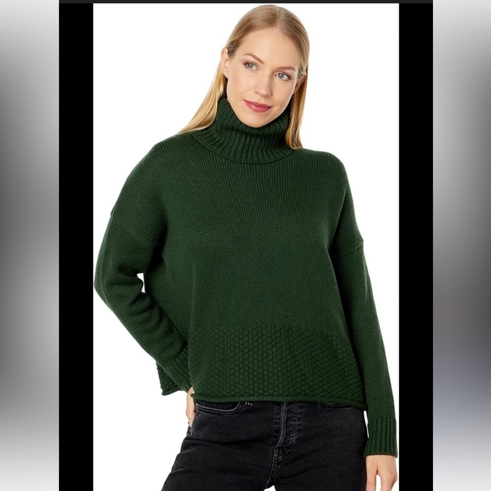 Madewell Corsica Stitch Mix Turtleneck Deep Forest Green Pullover Sweater 2X